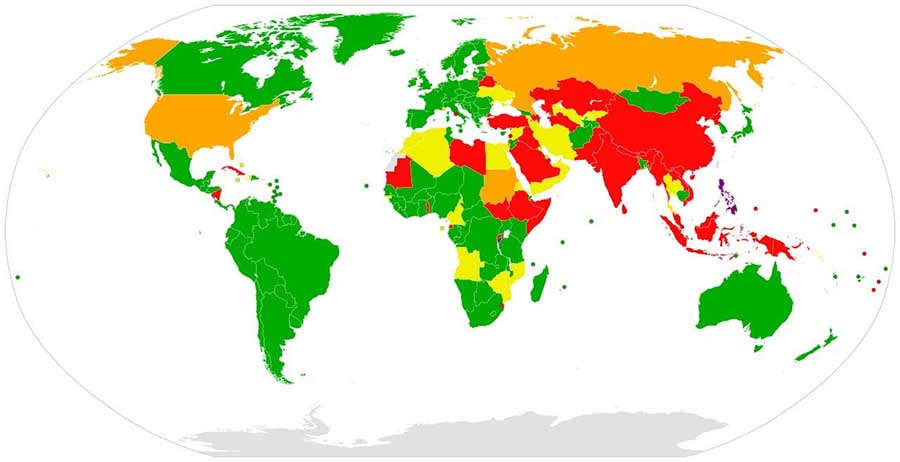 Країни, які ратифікували Римський статут, позначено зеленим