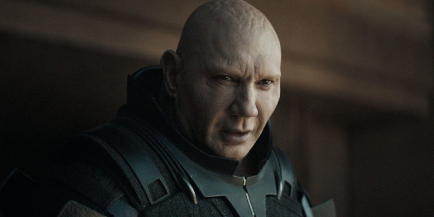 Glossu Raban stares at something off-screen in the 2021 film Dune.