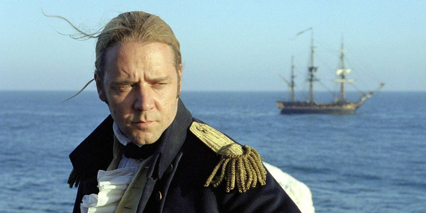 Russell Crowe at sea in Master and Commander