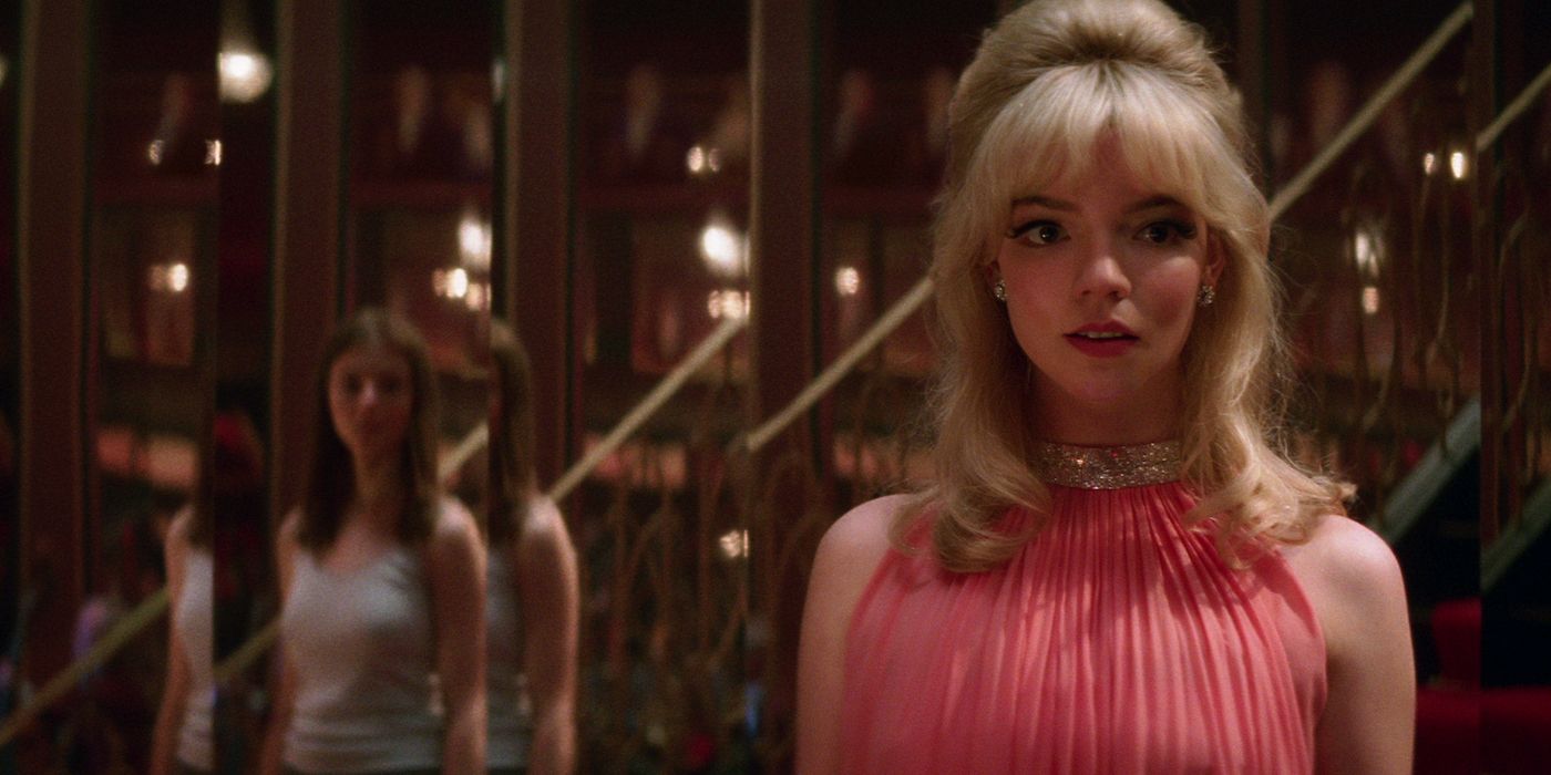 Anya Taylor-Joy as Sandy, a blonde in a pink dress from Last Night in Soho.