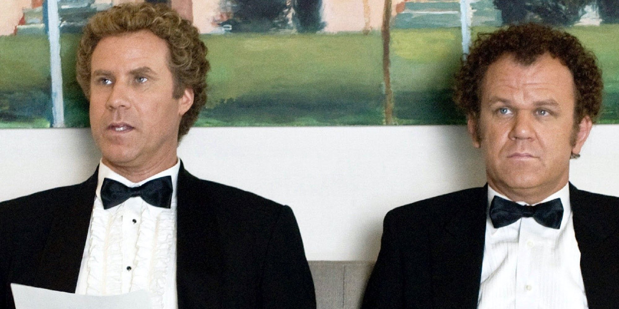 Will Ferrell and John C. Reilly prepare for their interview at Step Brothers.