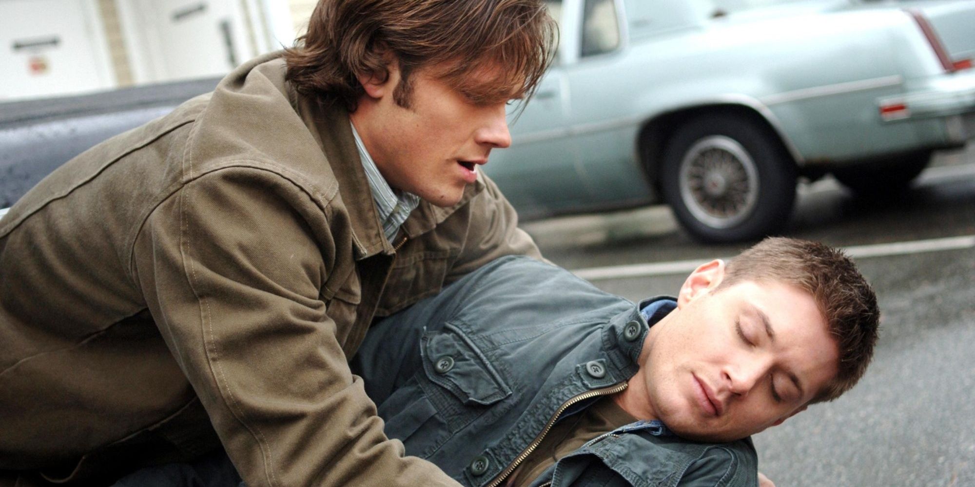 Jared Padalecki as Sam Winchester with Jensen Ackles as Dean Winchester in The Mystery Spot, Supernatural Episode