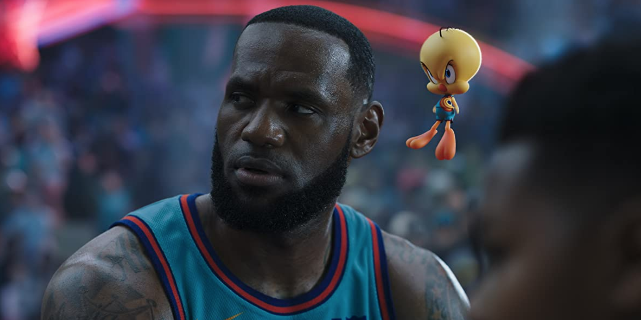 LeBron James and Bob Bergen as Tweety Bird in Space Jam: The New Legacy