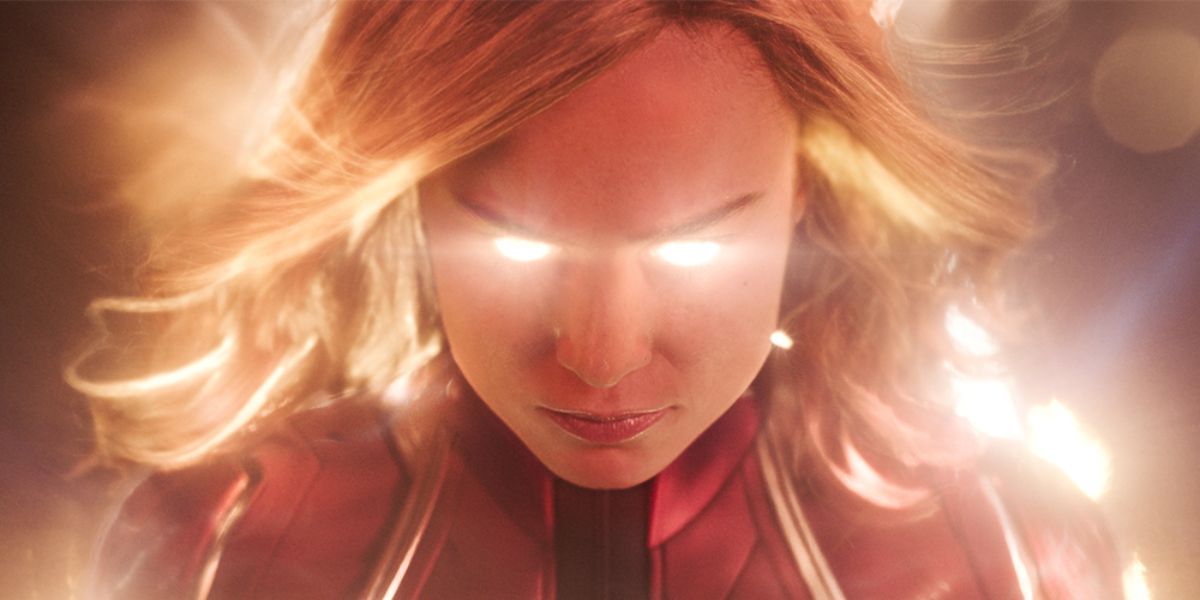 Captain Marvel is building up cosmic energy.