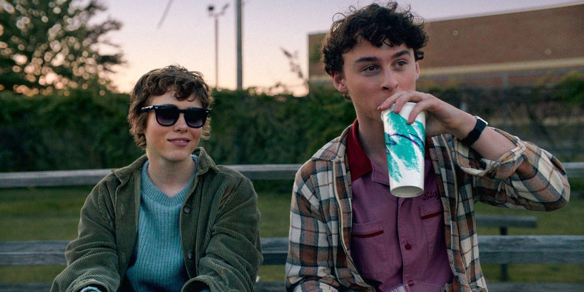 Sidney and Stanley sit on a park bench looking in the same direction in I Don't Like This.