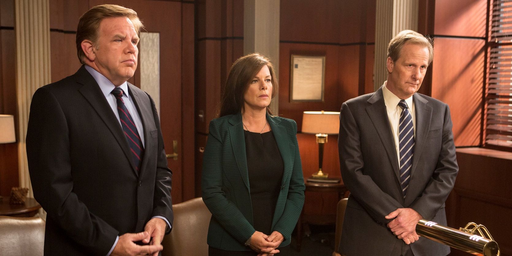 Jeff Daniels, Marcia Gay Harden and Brian Howe on The News