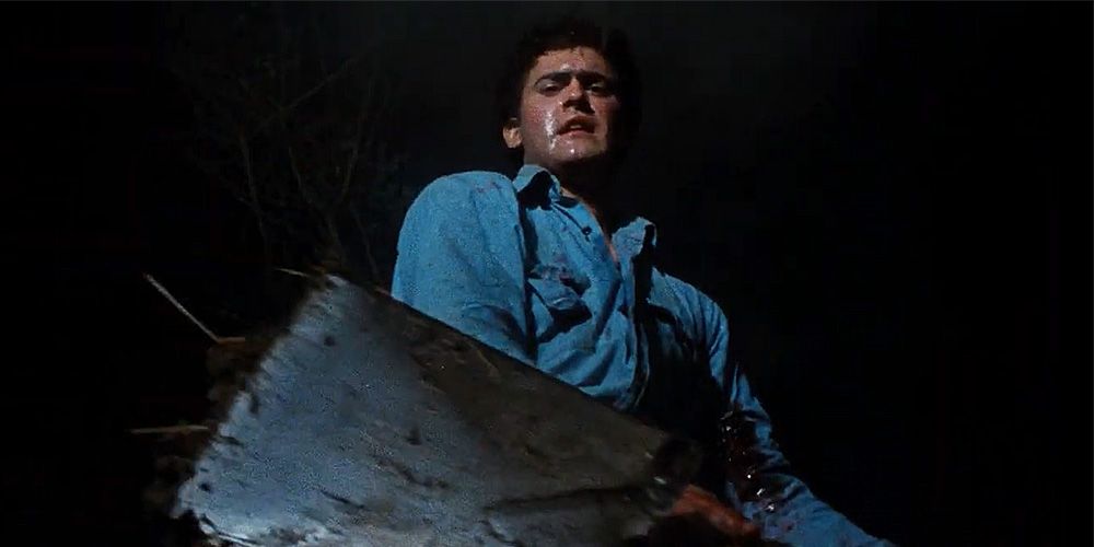 Bruce Campbell in his first role as Ash Williams in The Evil Dead