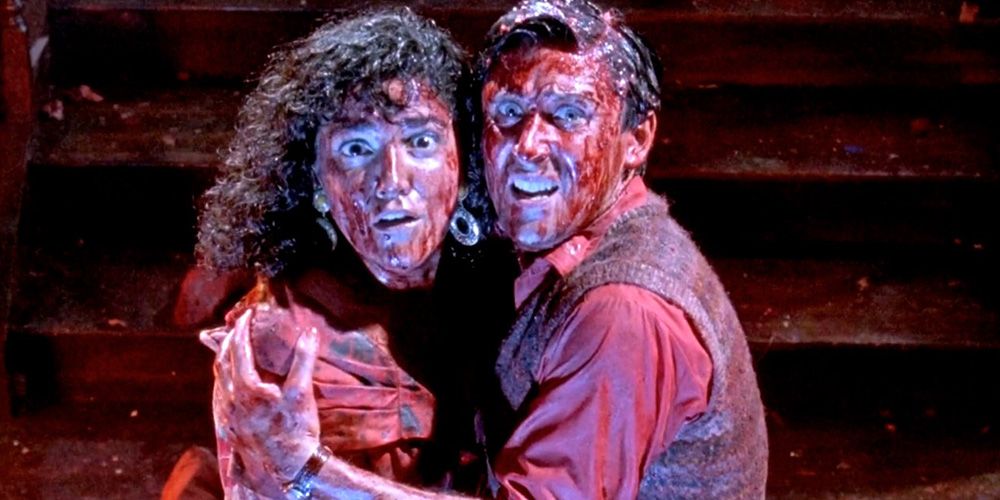 Diana Penalver and Timothy Balm in the blood in Dead Alive