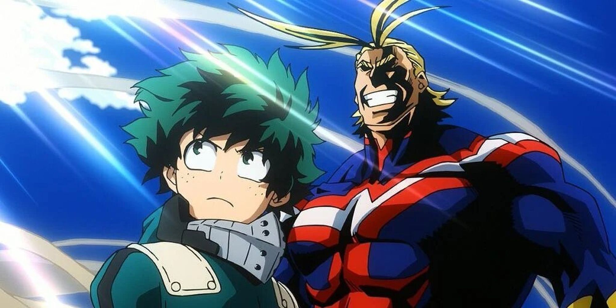 Midoriya and All Might look at the shining sky