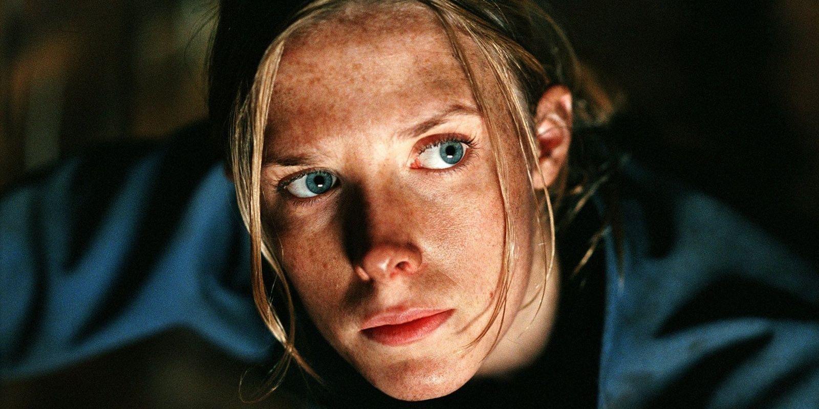Close-up of Sarah as she looks off camera.
