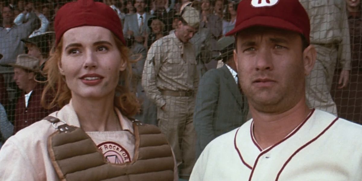 Geena Davis and Tom Hanks in A League of Their Own (1992).