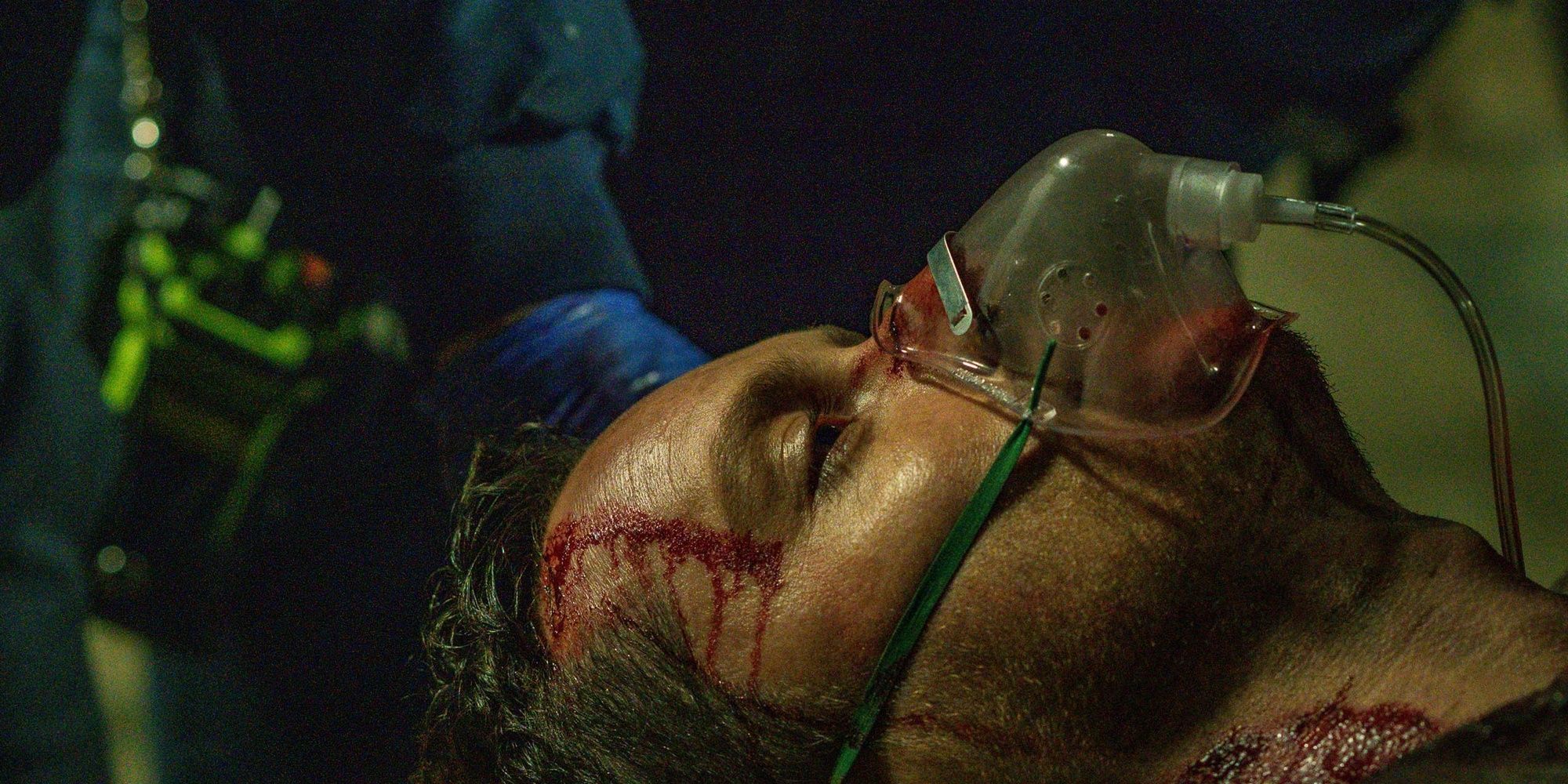 Chicago PD Jay wearing an oxygen mask 