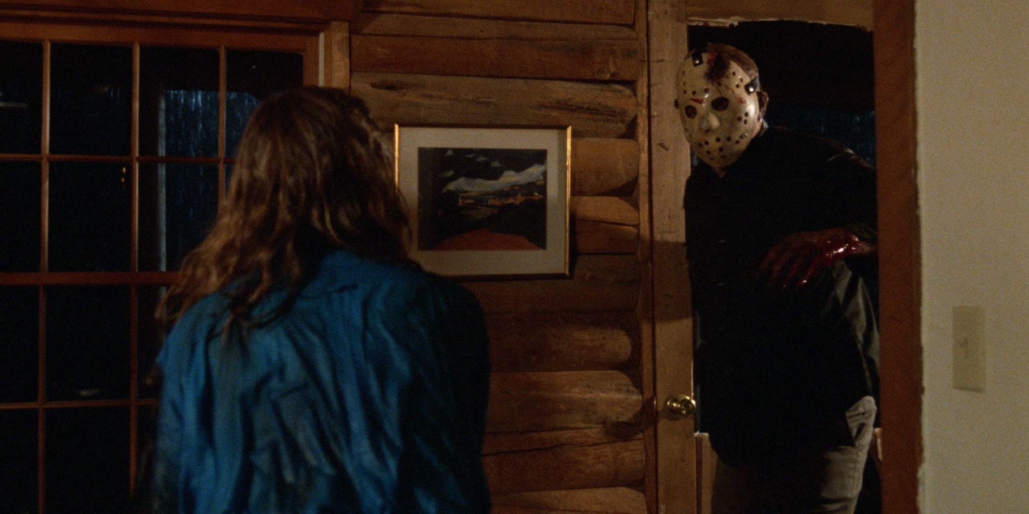 Jason Voorhees approaches a woman