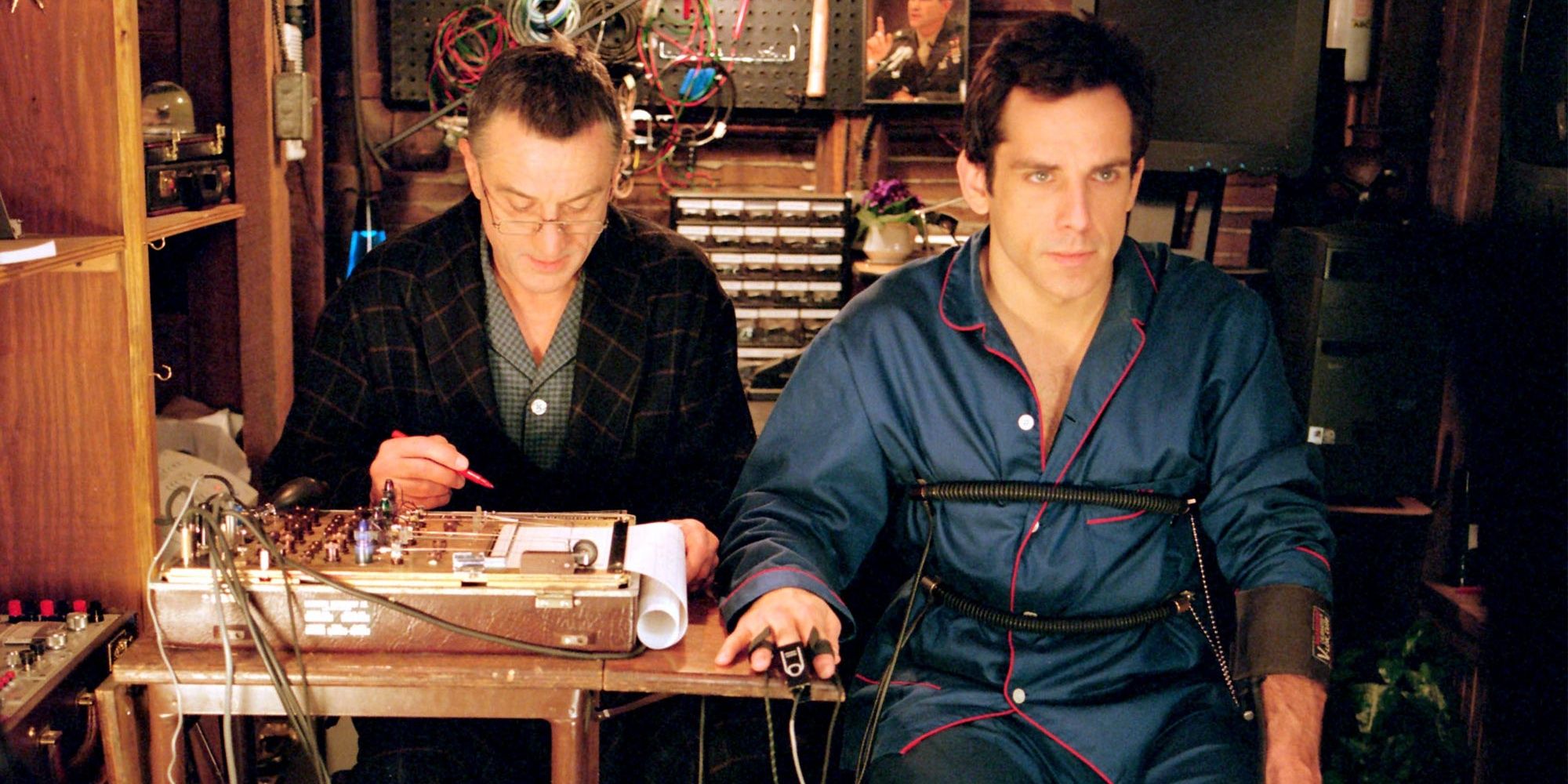 Robert De Niro tests Ben Stiller with a lie detector in Meet the Parents