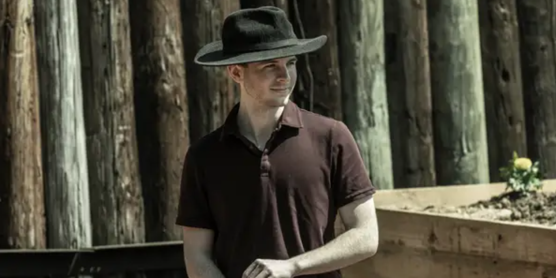 Chandler Riggs at the end of The Walking Dead