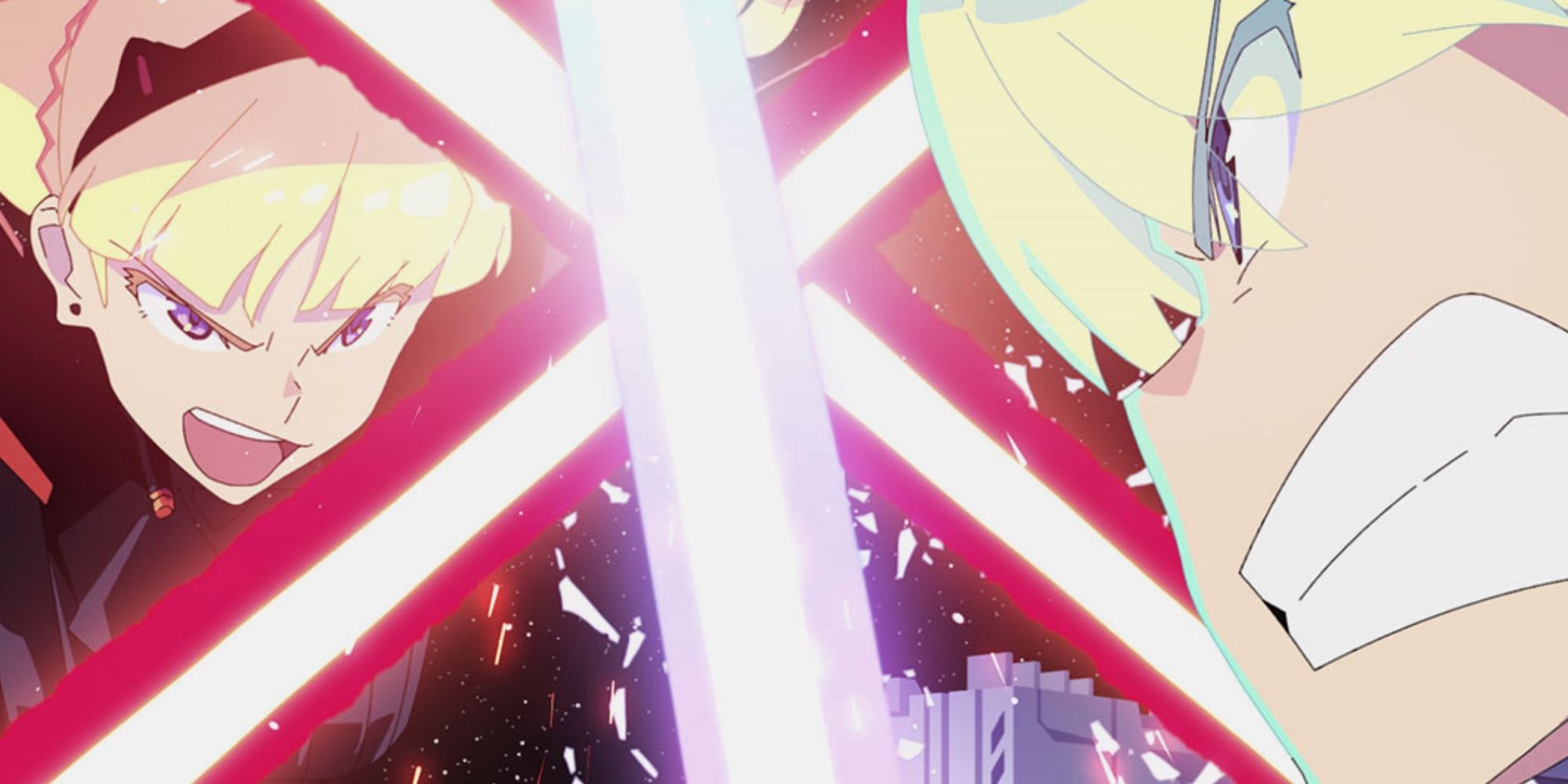 The twins fight with lightsabers from Star Wars: The Visions.