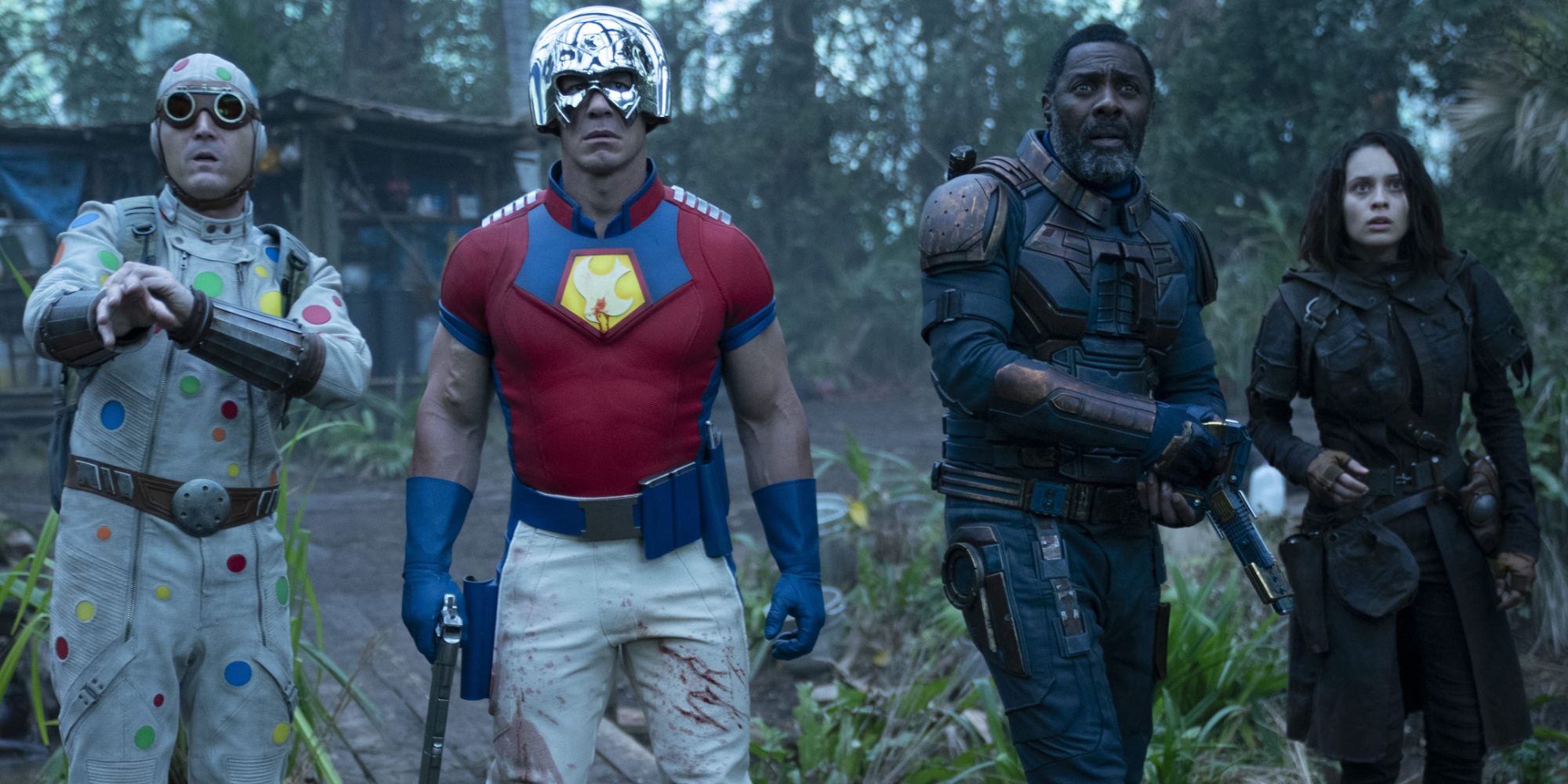 Pola-Dot Man, Peacemaker, Bloodsport and Ratcatcher 2 in Suicide Squad