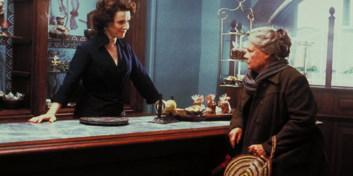 Vianna and Armand are talking in a Chocolat store.