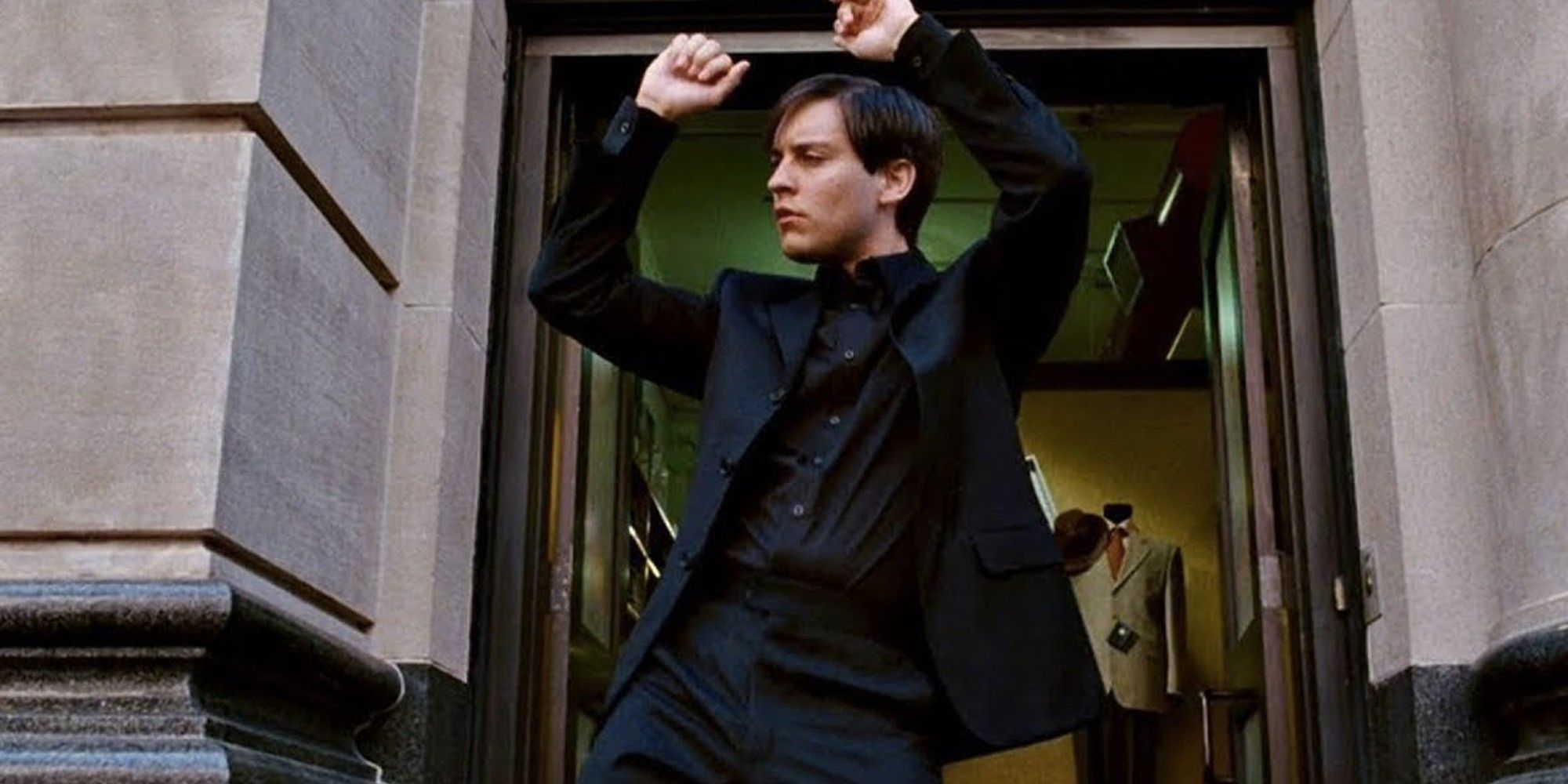Peter dances outside in Spider-Man 3.