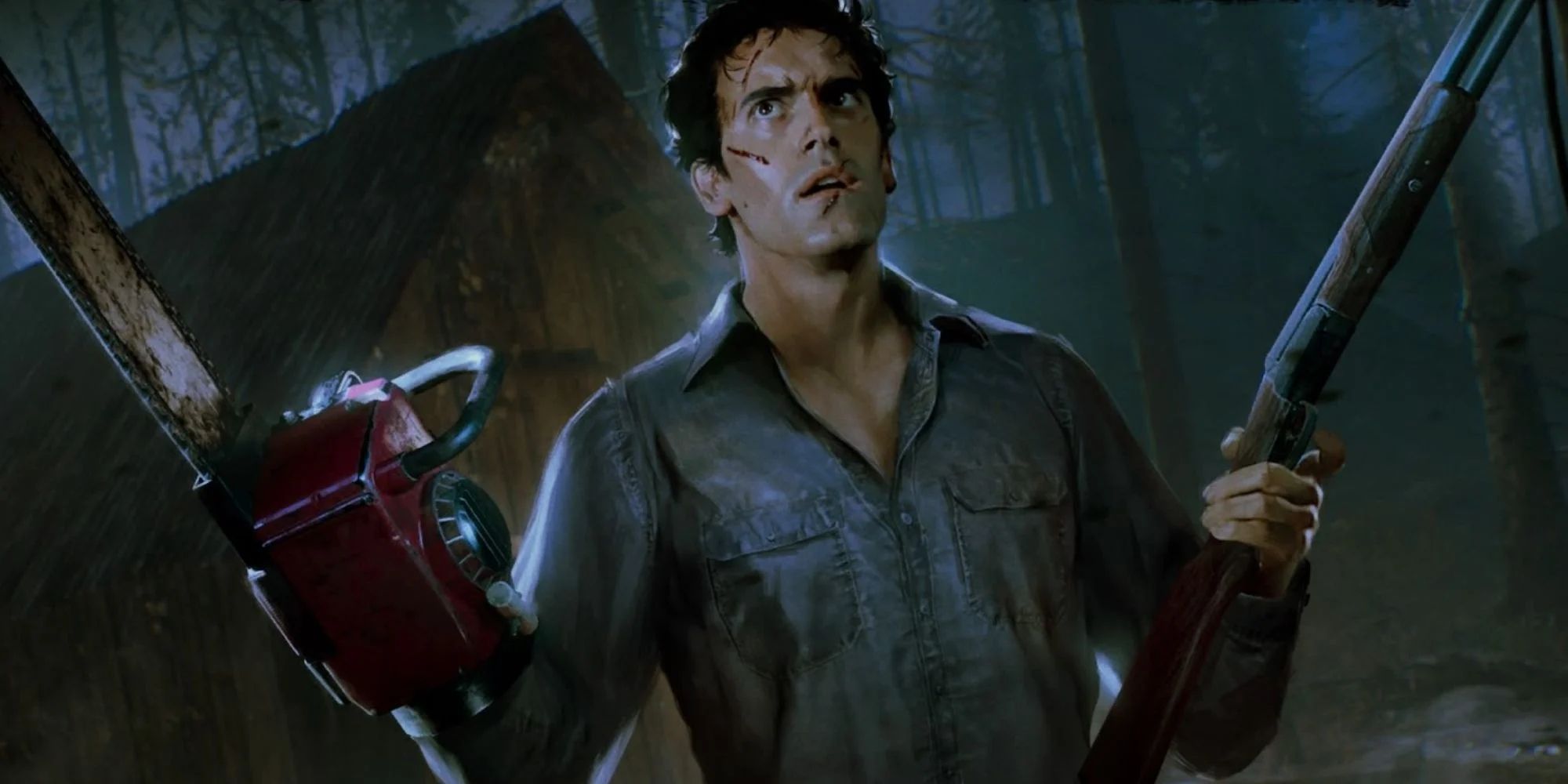 Bruce Campbell as Ash in Evil Dead 2.