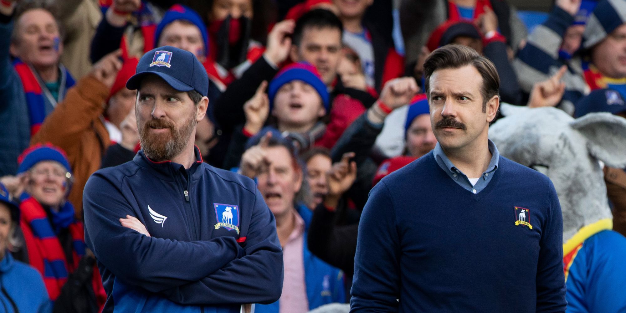 Jason Sudeikis coaches from the side at Ted Lasso