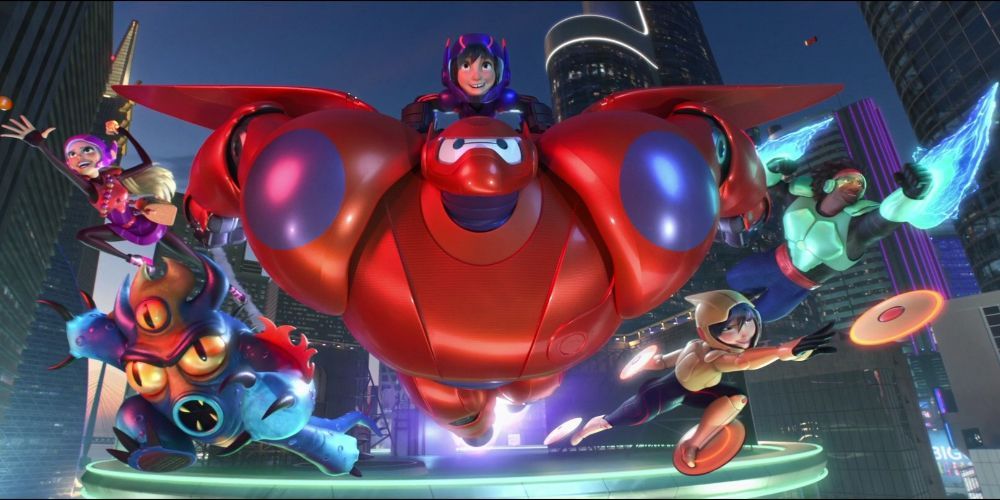 All heroes in the middle of action at the end of Big Hero 6 (2014)