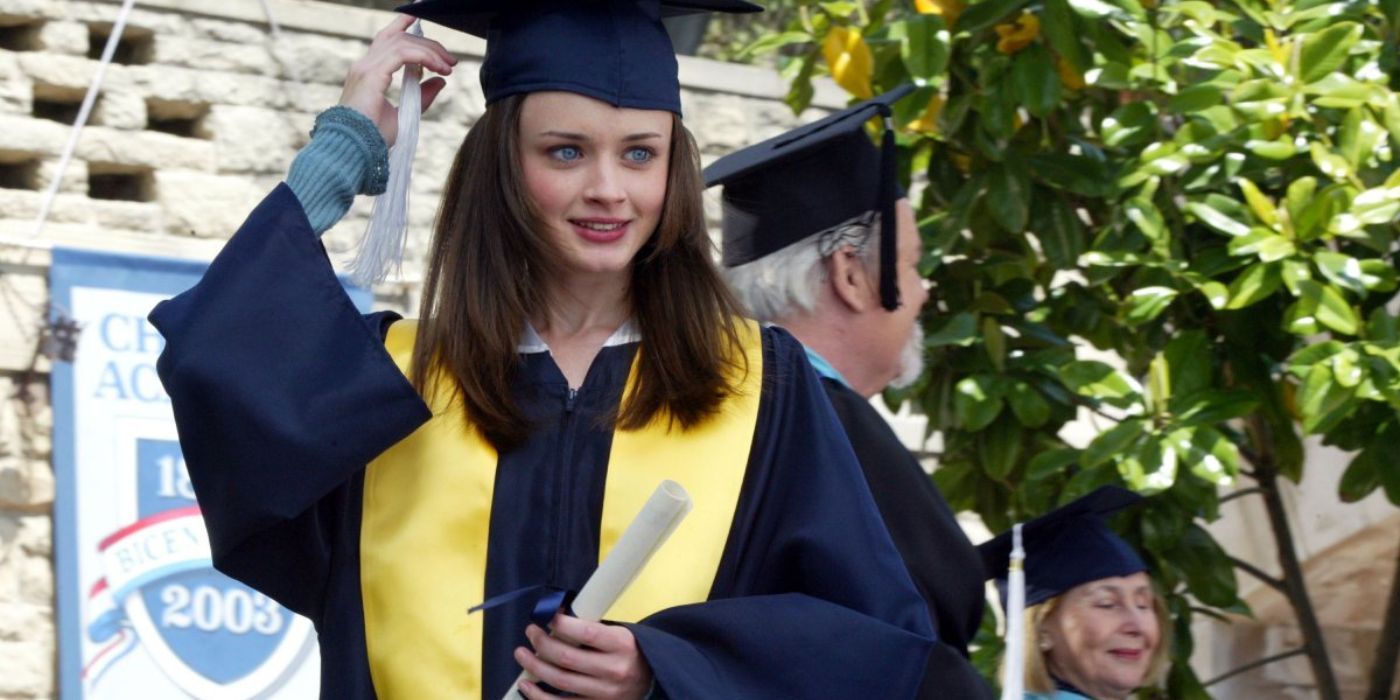 Rory in her prom toga at Gilmore Girls