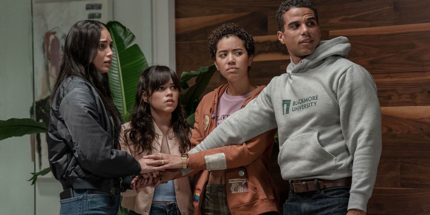Melissa Barrera, Jenna Ortega, Jasmine Savoy Brown and Mason Gooding in Scream VI