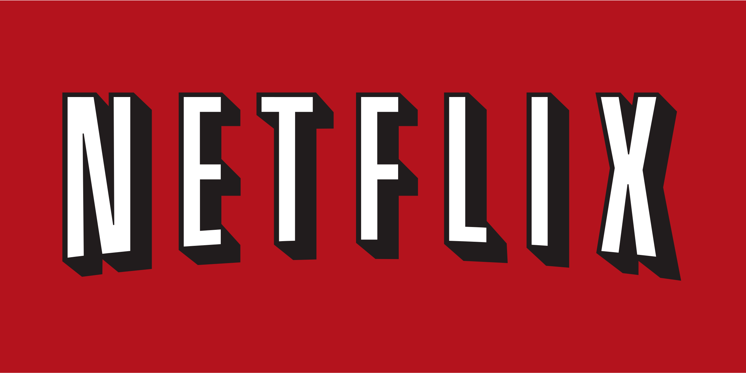 Netflix logo in white on a red background