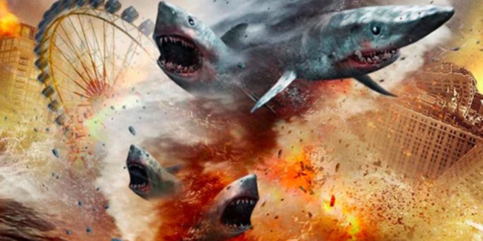 A cyclone full of sharks flies into Sharknado (2013)