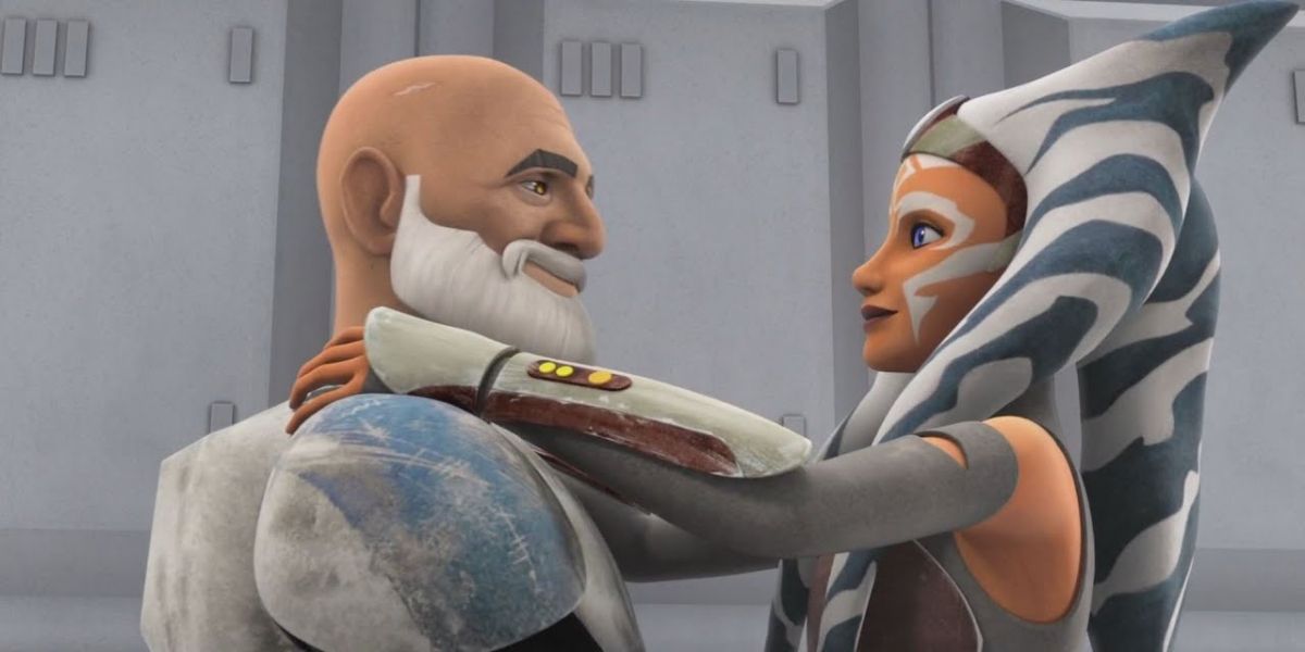 Ahsoka Tano and Captain Rex hug in Star Wars Rebels