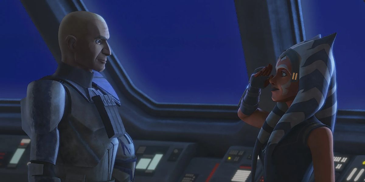 Ahsoka Tano salutes Captain Rex in Star Wars: The Clone Wars