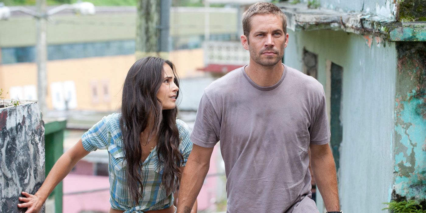 Jordana Brewster and Paul Walker in Fast & Furious 5.