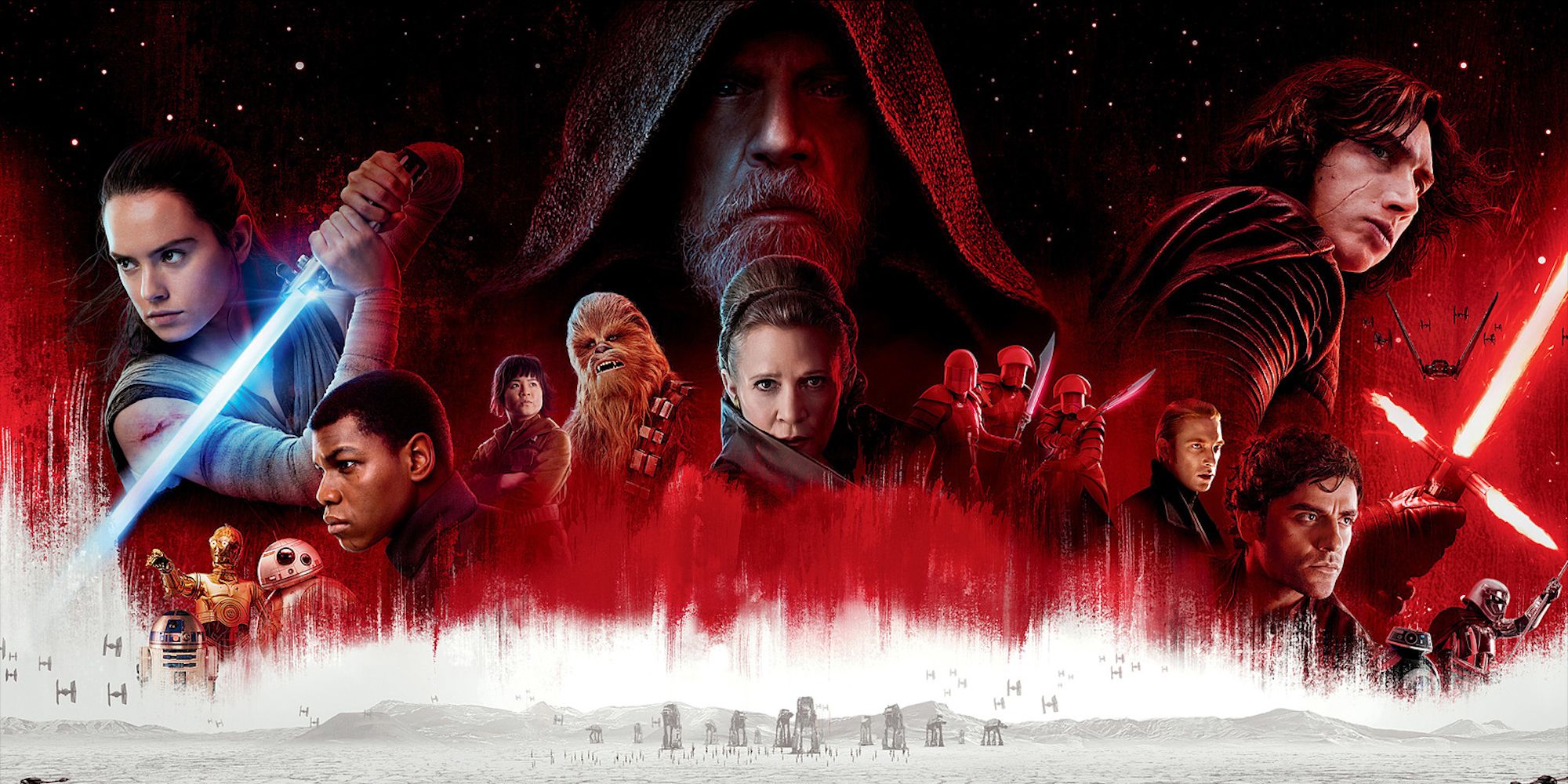 Banner featuring characters from Star Wars: The Last Jedi