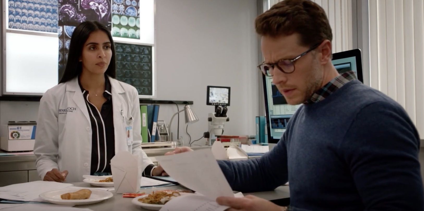 Parveen Kaur and Josh Dallas in Manifesto