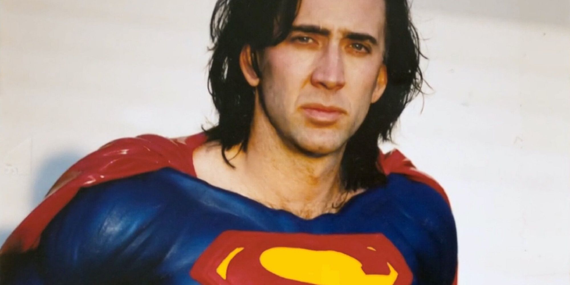 Nicolas Cage dressed as Superman during Superman Lives testing.