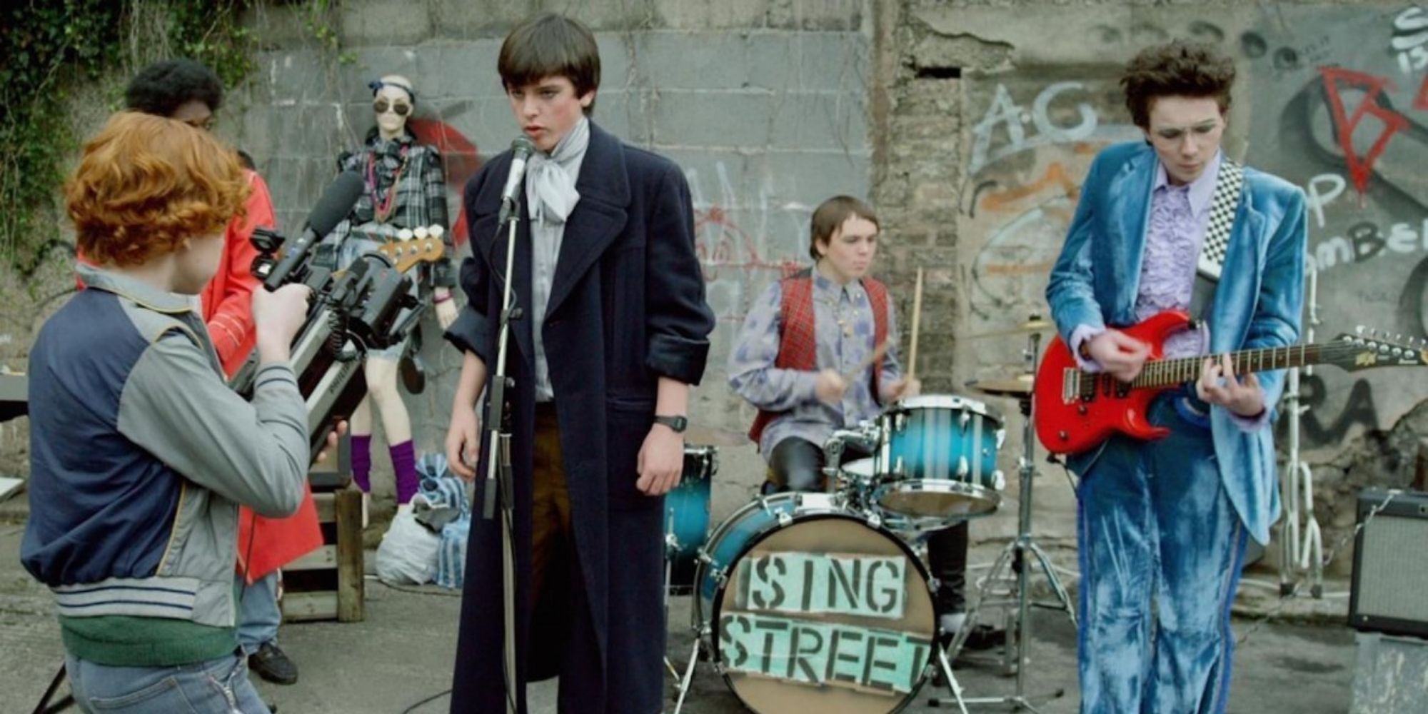 The band Sing Street filming a music video at Sing Street