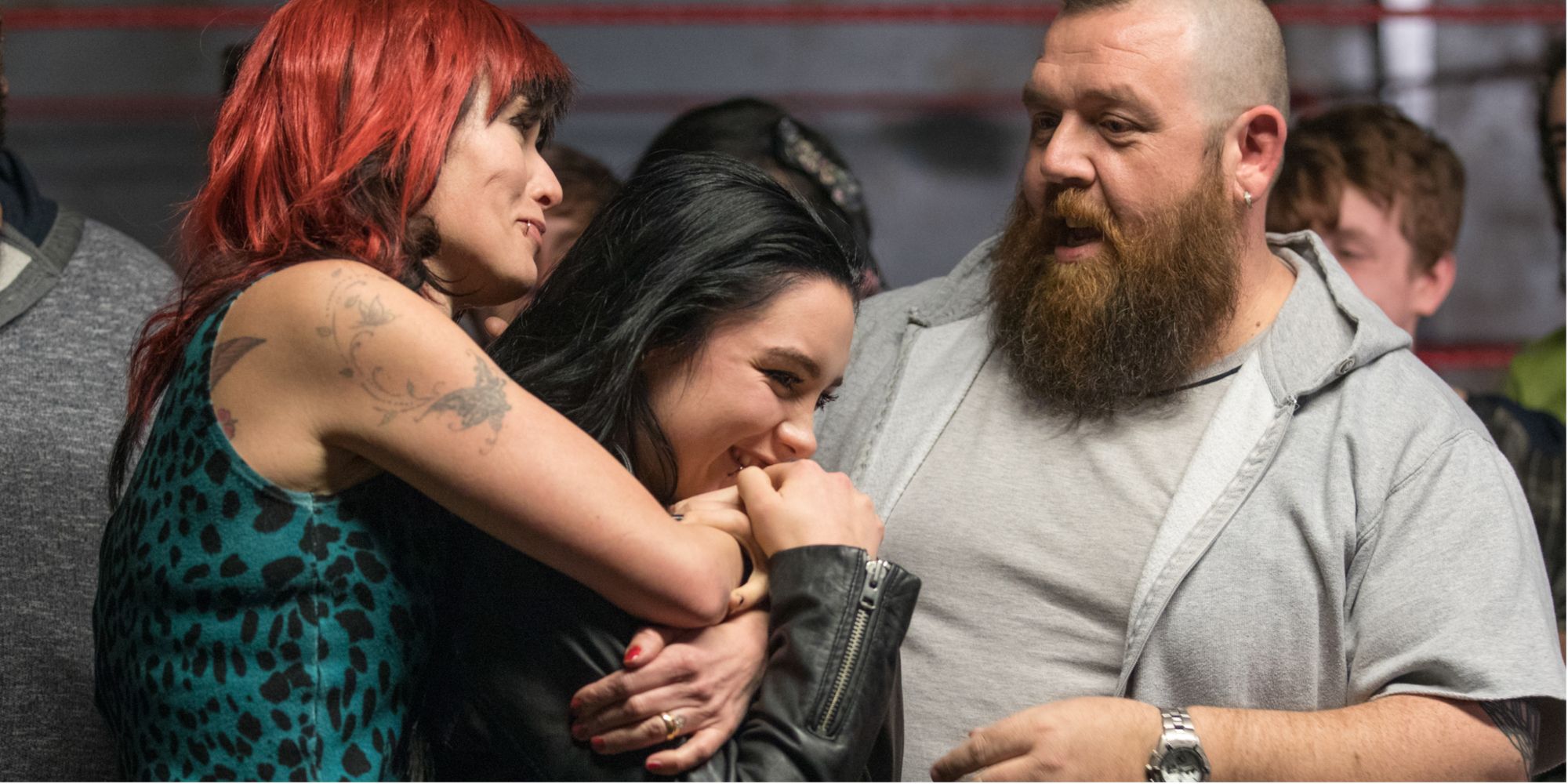 Lena Headey, Florence Pugh and Nick Frost in Fighting My Family