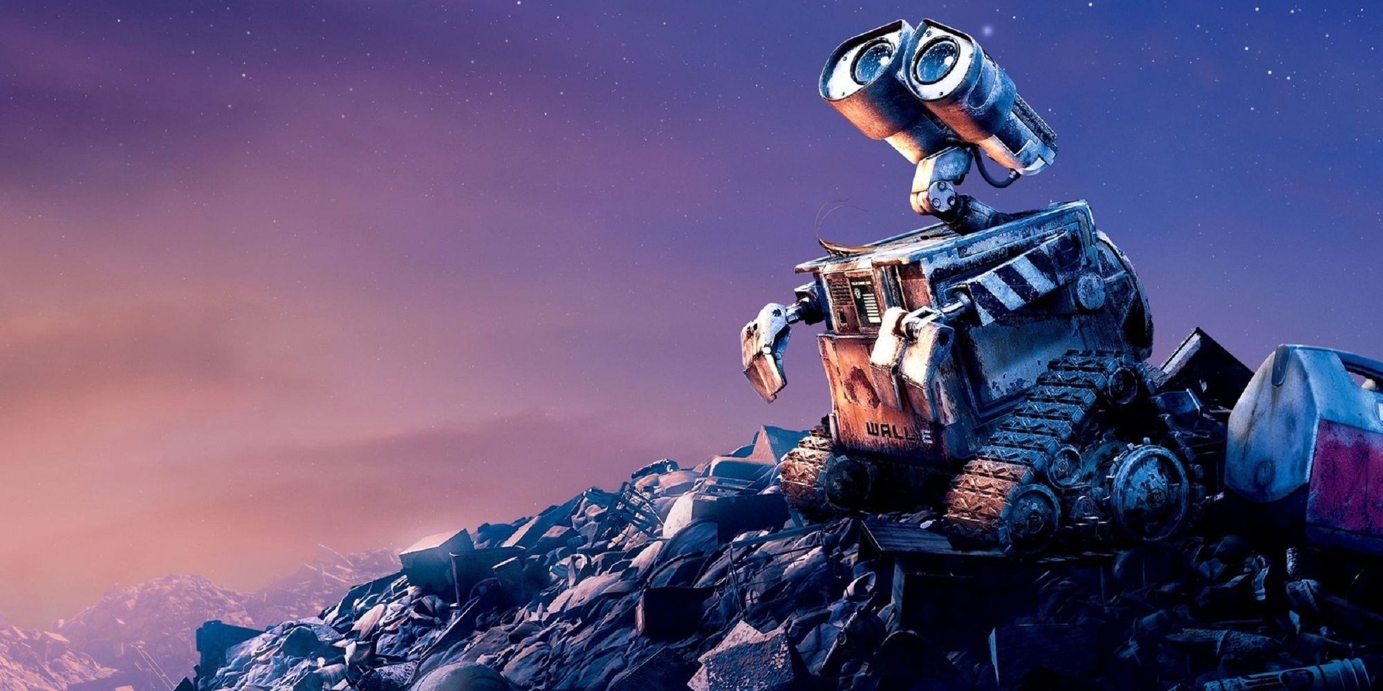 WALL-E looks up at the sky in WALL-E.