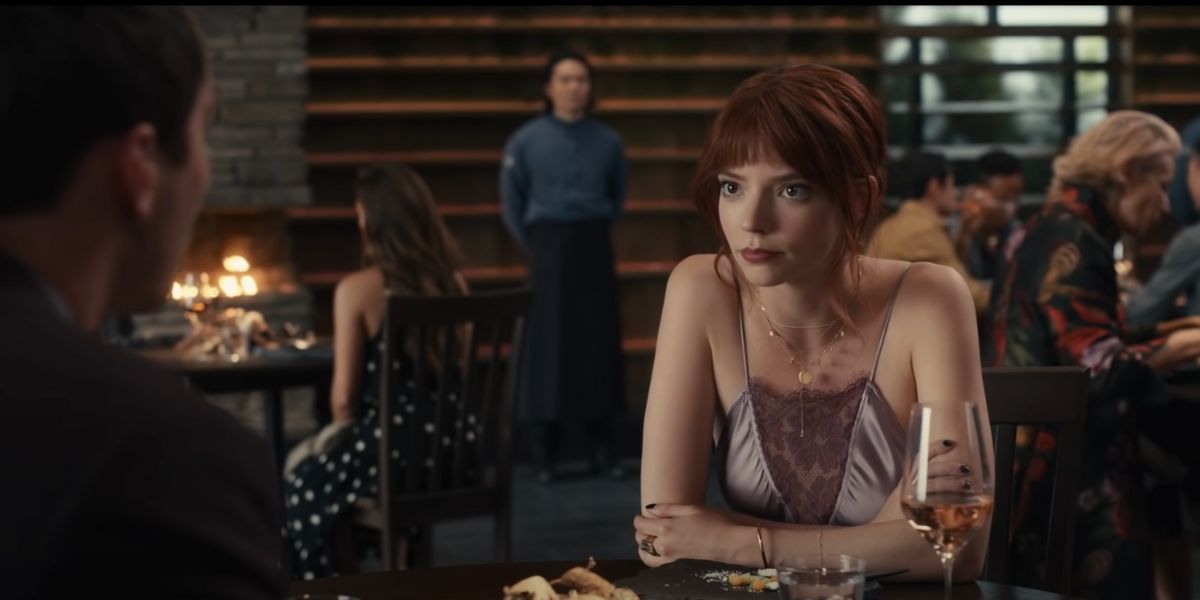 Anya Taylor-Joy as Margo Mills dine at the Menu