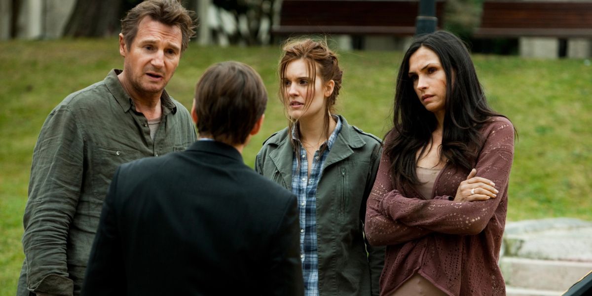 Liam Neeson, Maggie Grace and Famke Janssen in Taken 2.