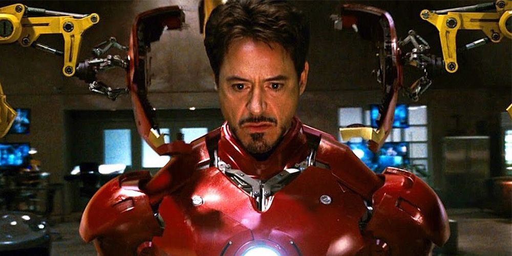Robert Downey Jr as Tony Stark in Iron Man costume