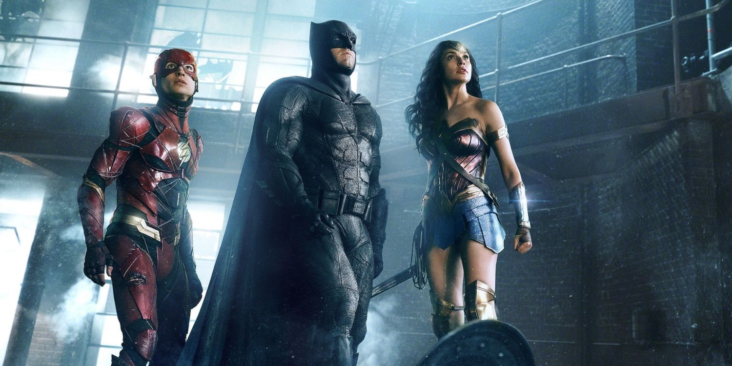 The Flash, Batman and Wonder Woman in Justice League 2017