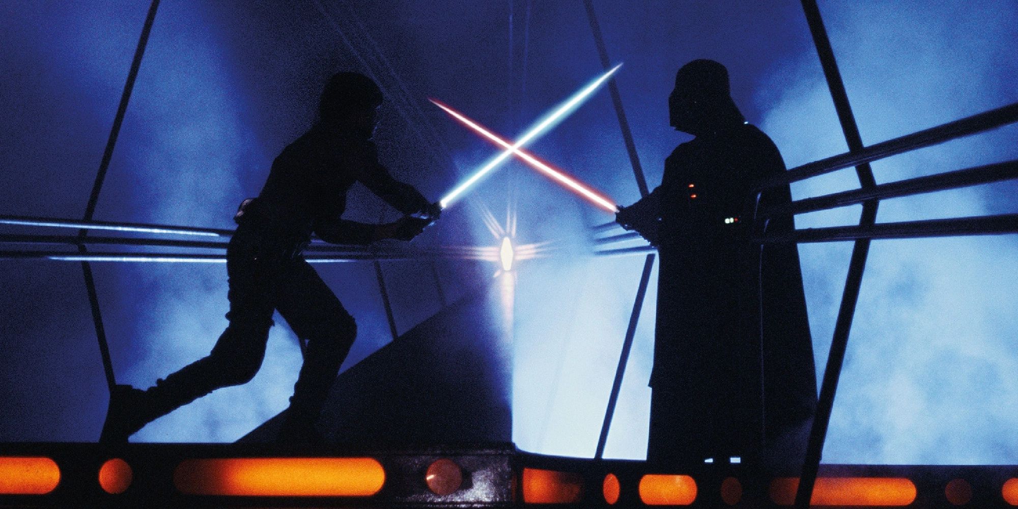Luke Skywalker and Darth Vader fight in Cloud City in Star Wars: Episode V - The Empire Strikes Back.