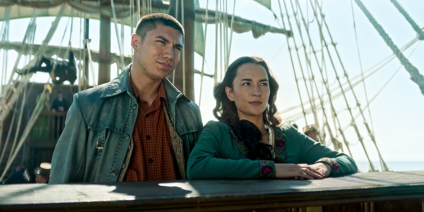Mal Oretsev and Alina Starkova aboard the ship in Shadow & Bone Season 2