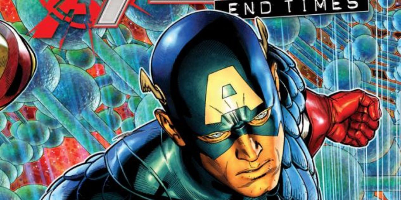 Captain America on the cover of Brian Michael Bendis' Avengers: Mission to the Microverse.