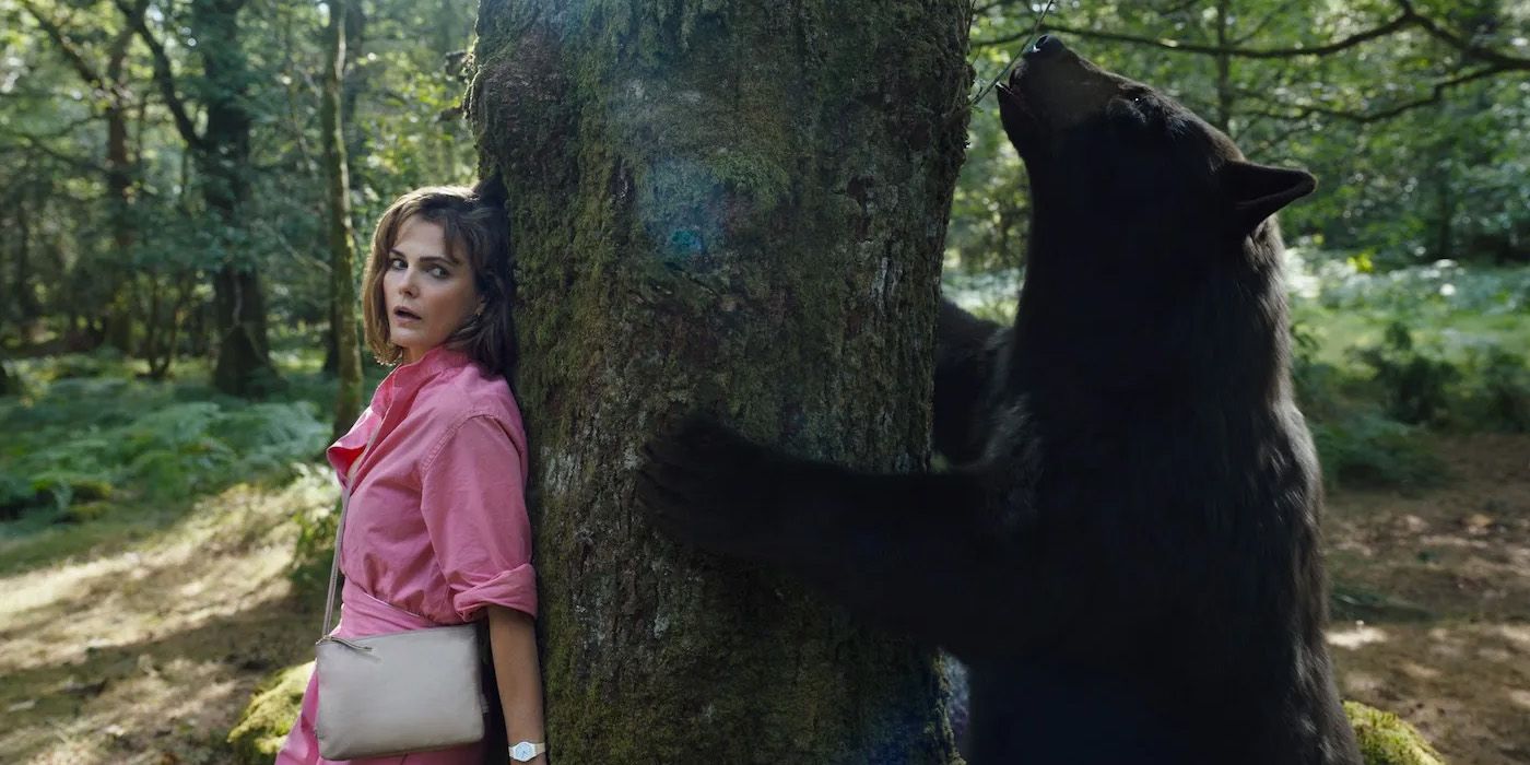 Keri Russell as Sari in Cocaine Bear directed by Elizabeth Banks.