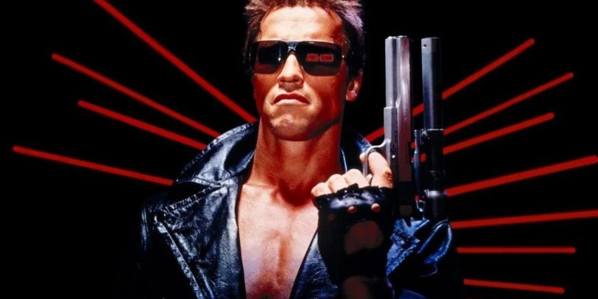 Arnold Schwarzenegger with a gun in Terminator