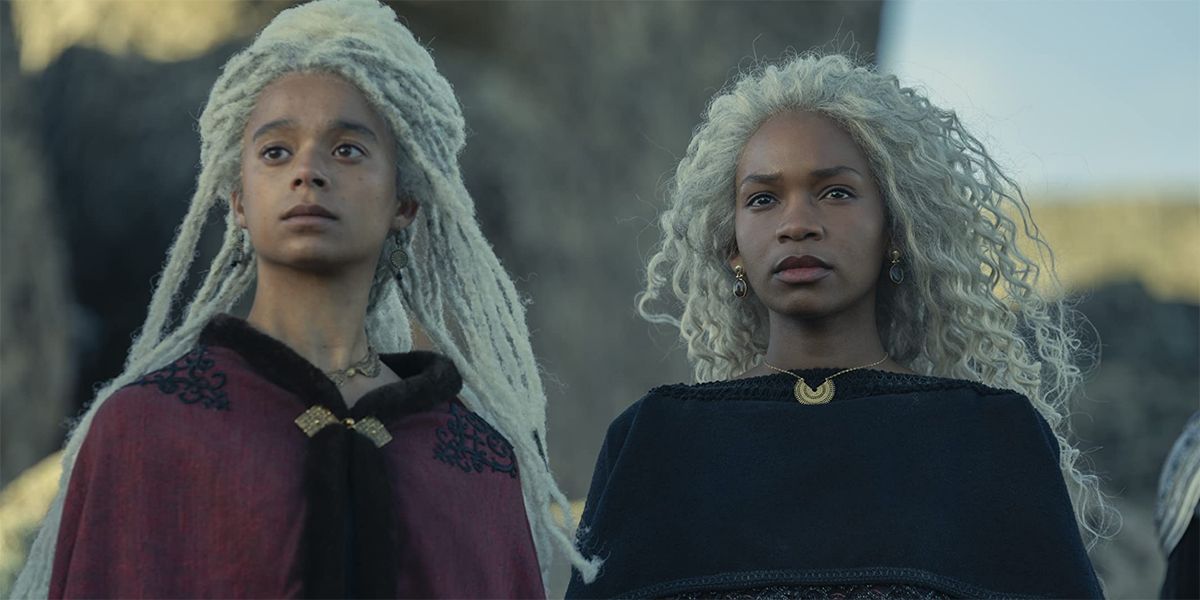 Phoebe Campbell as Reyna and Bethany Antonia as Baela in House of the Dragon