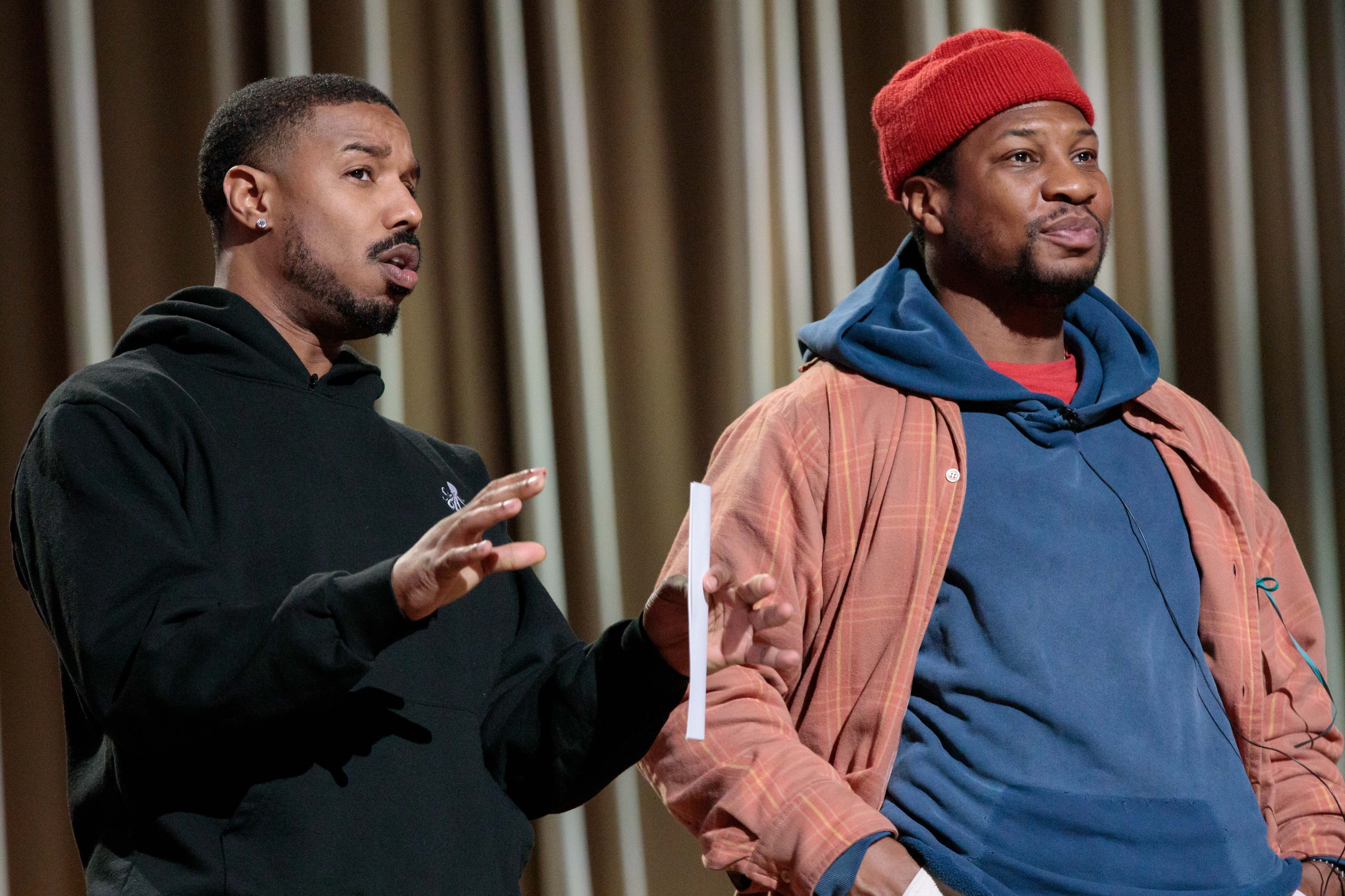 Michael B Jordan and Jonathan Majors at the Oscars Rehearsal